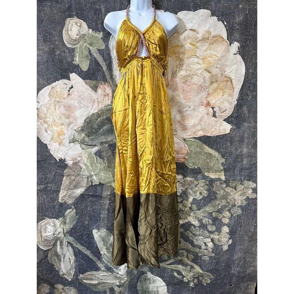 NEW Anthropologie Silk Colorblocked Maxi Dress Size 6 - Picture 7 of 10